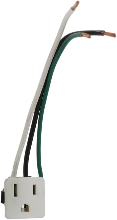 15A, 125V, Snap-In Receptacle, Grounding, 1374-1W, White NEW