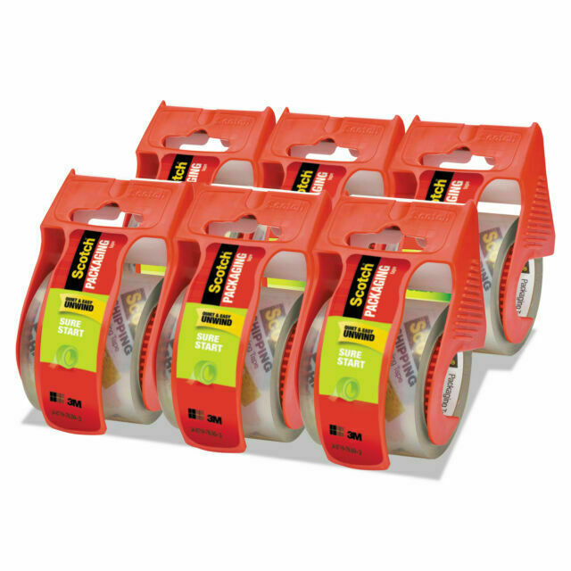 Scotch Sure Start Shipping Packaging Tape 6 Rolls with Dispenser 1.88″ x 22.2 yd