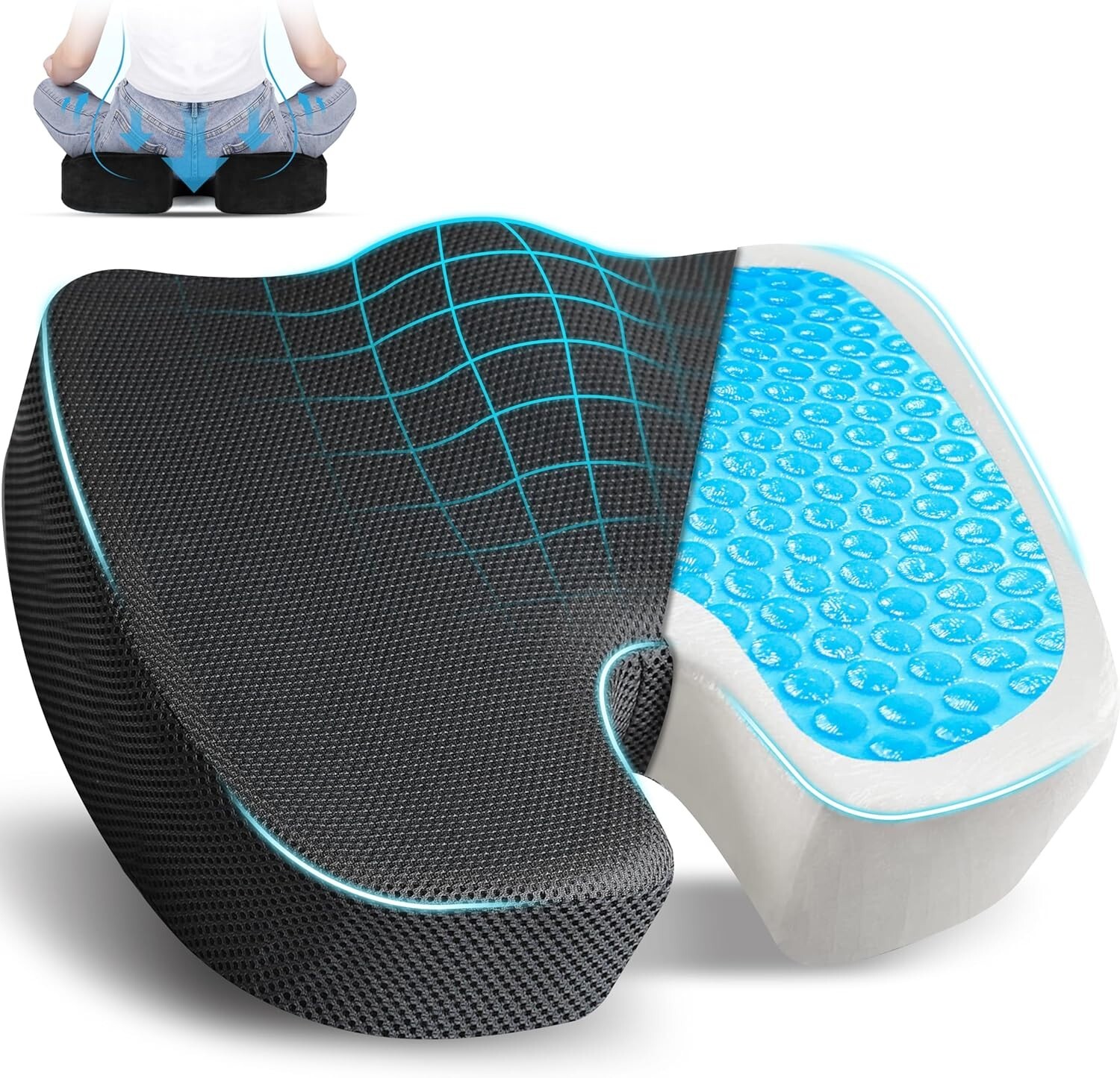 1societal Gel Seat Cushion for Pressure Relief | Office Chair Cushion for Sciat.