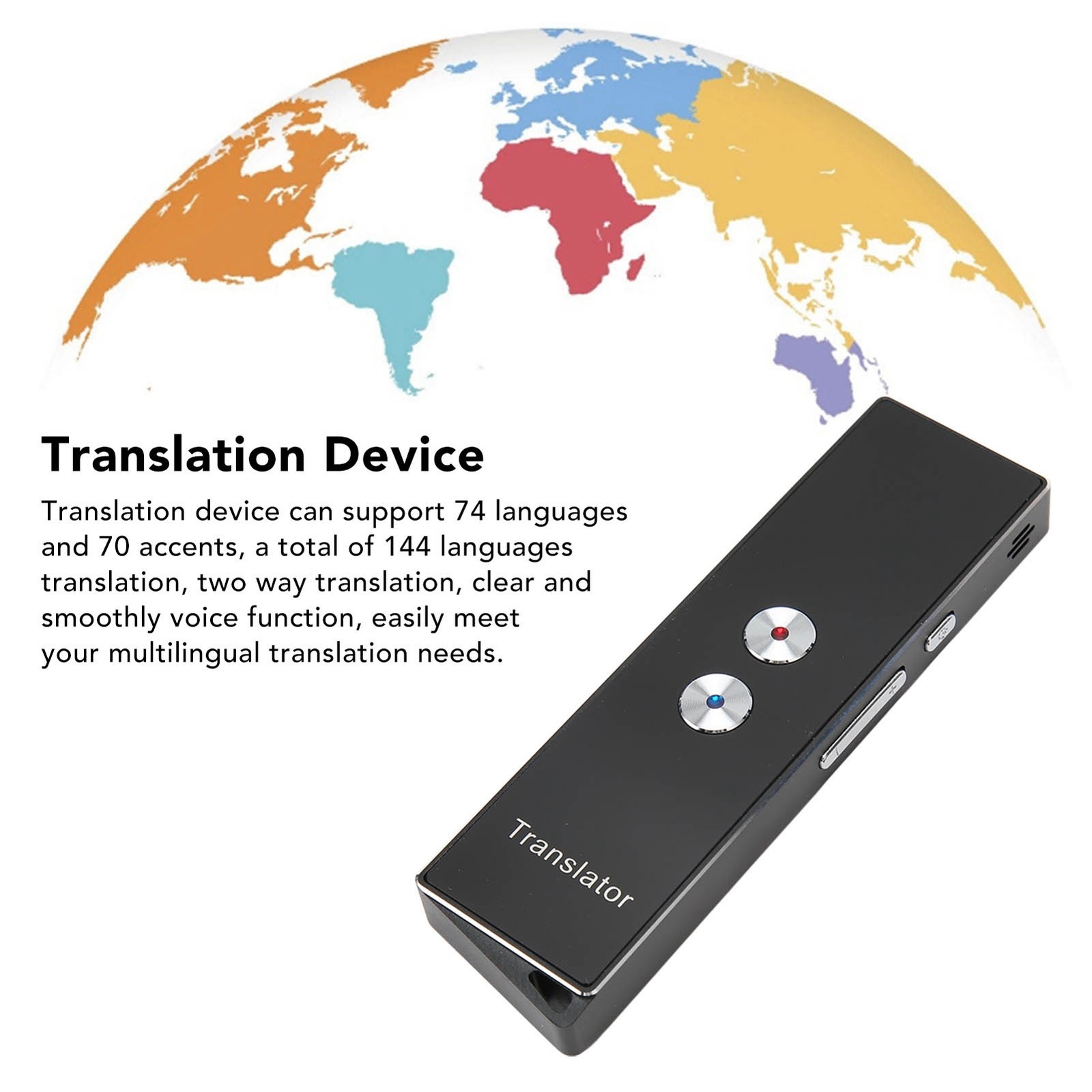 Handheld Smart Voice Translator 74 Languages 70 Accents (Black)
