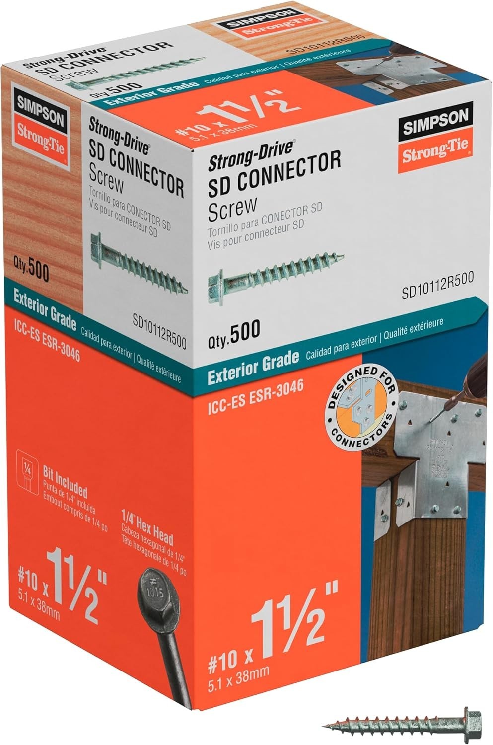 Simpson Strong-Tie #10 x 1-1/2 Inch Strong Drive SD Connector Screw (Qty:500)