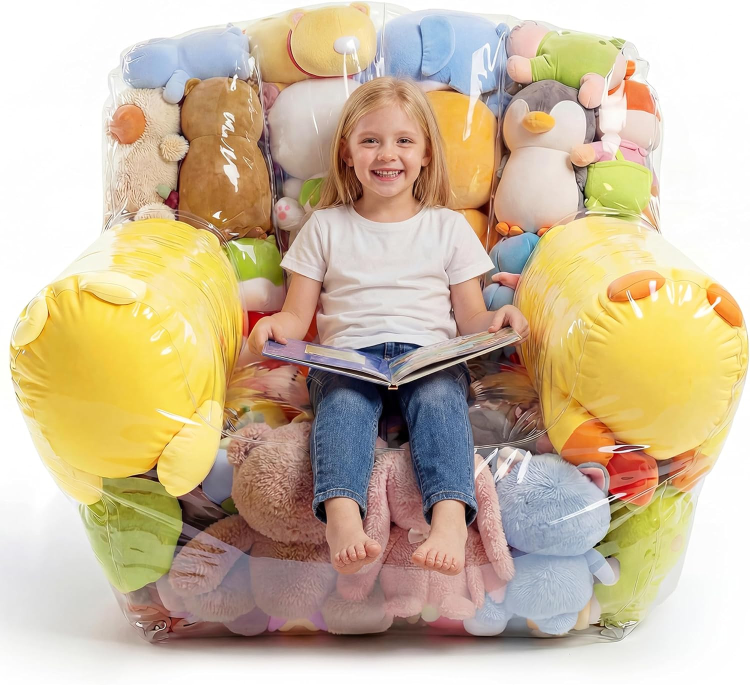 NTYNTY Clear Stuffed Animal Storage Chair, 37.8″ X 37.4″, 0.35Mm Thick PVC, 330L