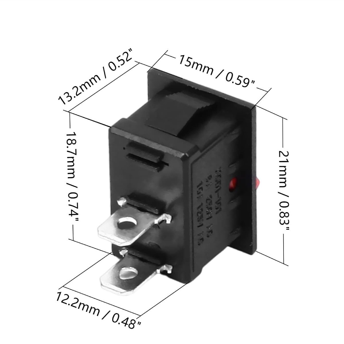 Rocker Switch 2 PIN ON-OFF SPST 125VAC/10A 250VAC/3A 21x15mm RED KCD1 2/5/10 PCS