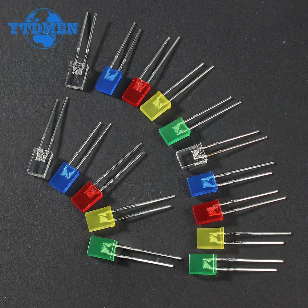 100Pcs/Lot Square 2*5*7Mm LED Diode 2X5X7Mm 5 Colors Red Yellow Green Blue White