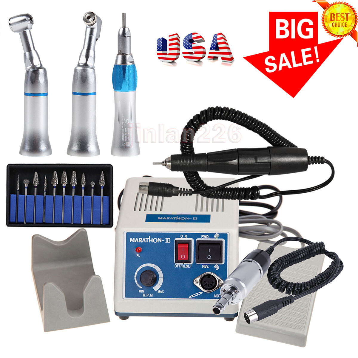 Dental Electric Micromotor Polisher Marathon/Contra Angle/Straight Handpiece new