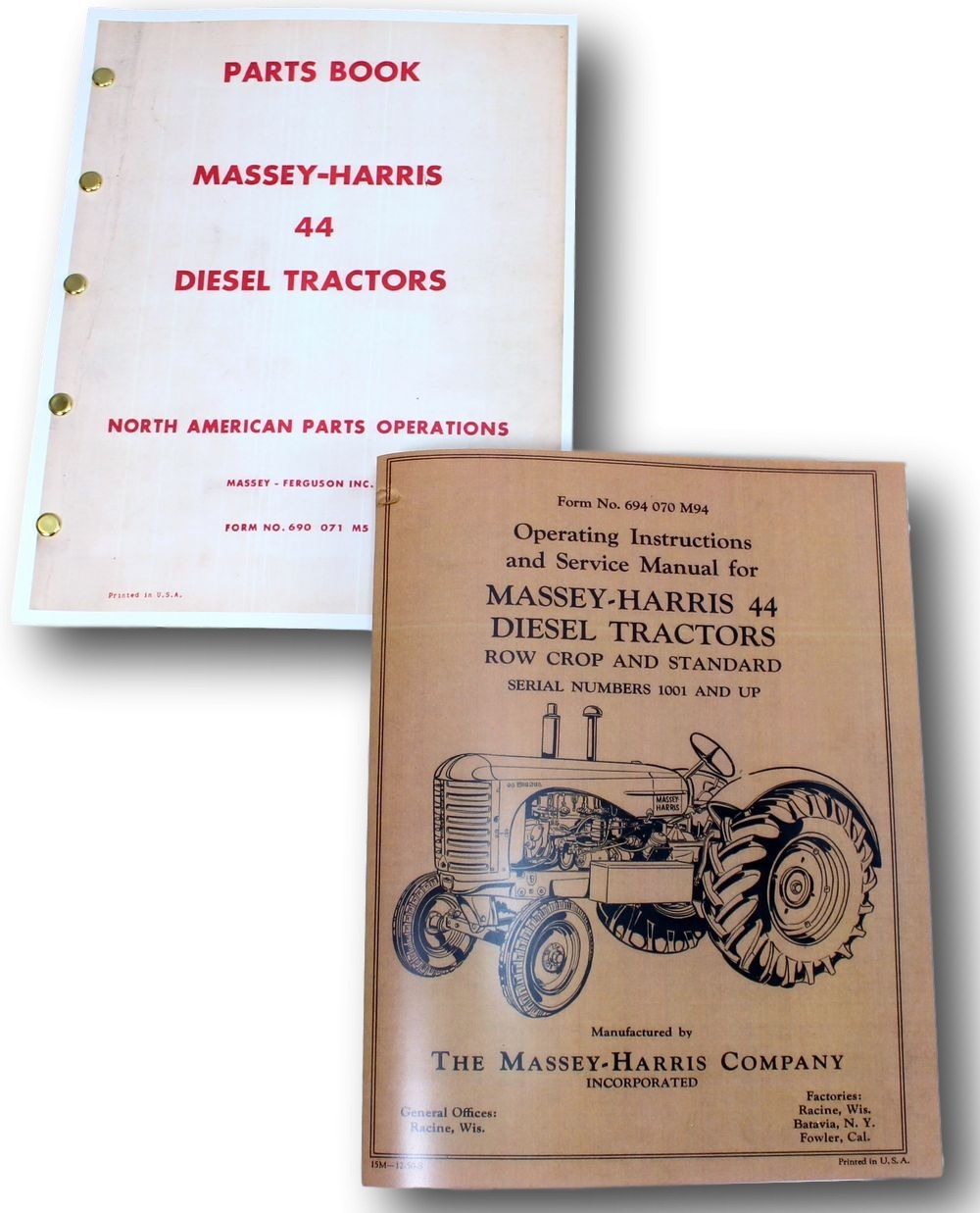 Massey Harris 44 Diesel Tractor Service Repair Parts Owners Operators Manuals