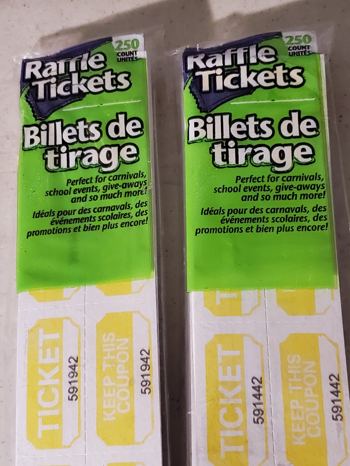 500 Lot New Raffle Tickets Billets De Triage Tickets Count Yellow And White Nos