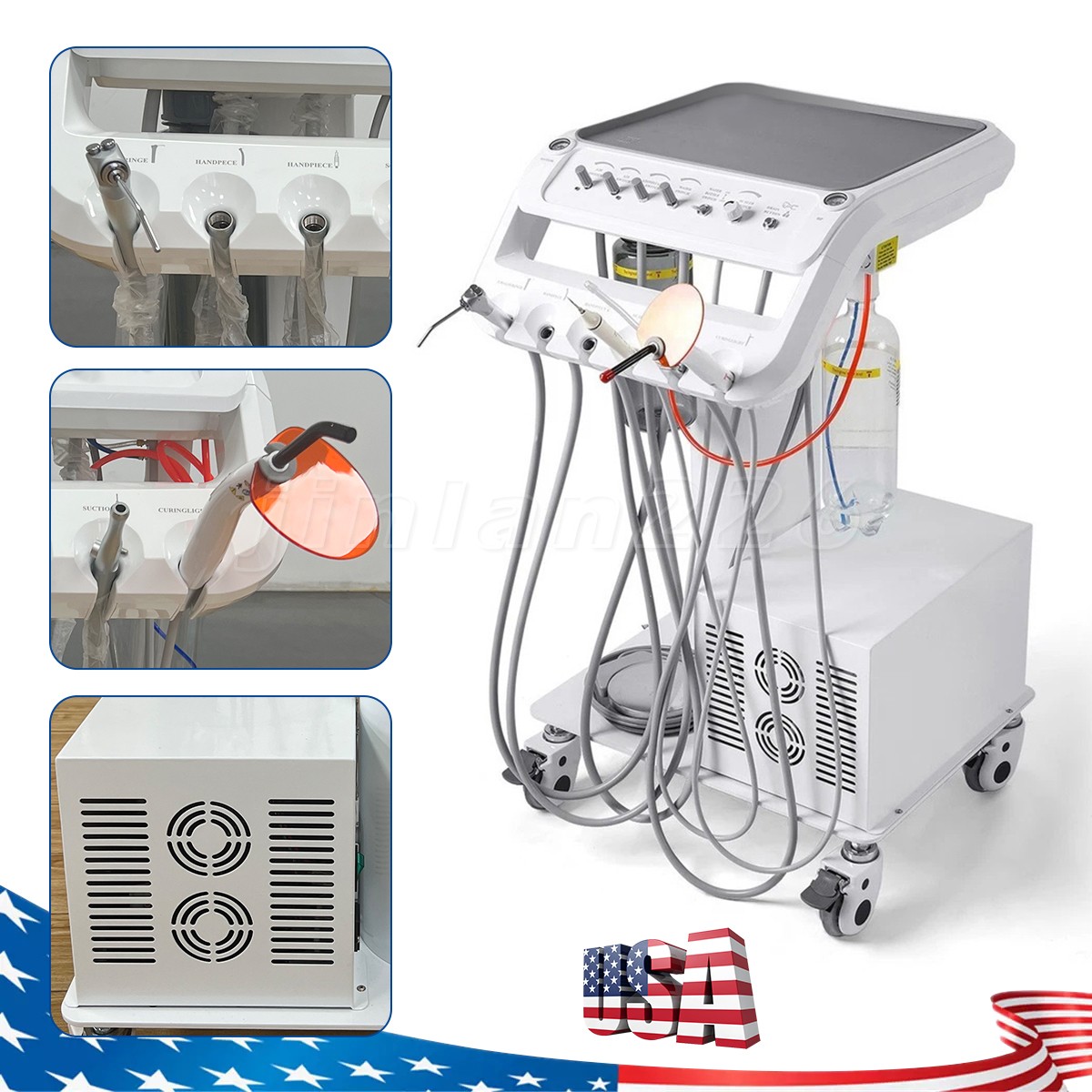 Dental mobile Delivery Unit Treatment Cart with Compressor scaler Curing Light
