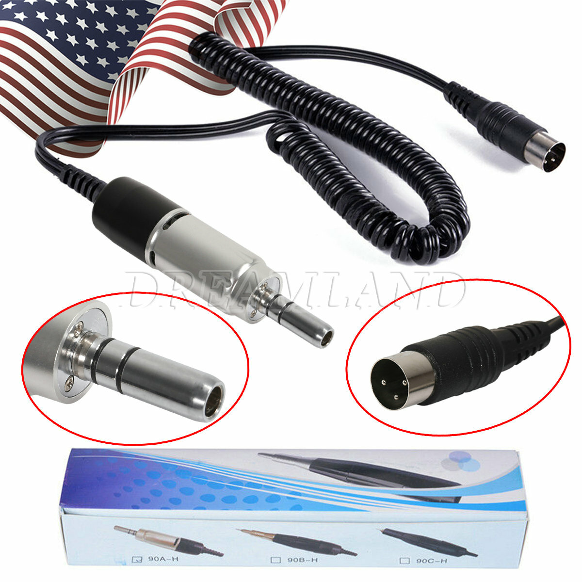 Dental Marathon Electric Micromotor / Contra Angle Straight Handpiece/10*Burs AS