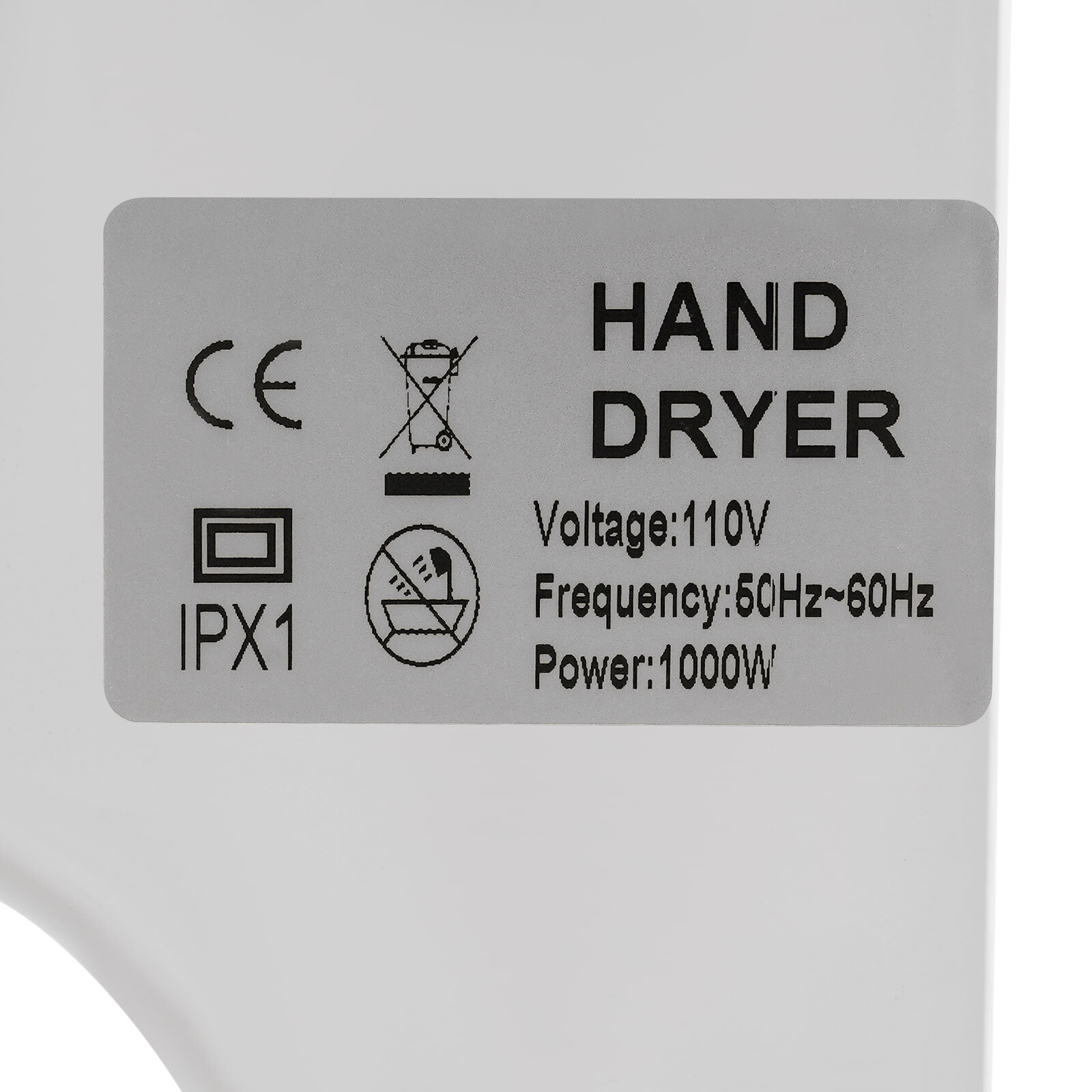 1000W Automatic Wall Mounted Hand Dryer Electric Jet Hand Dryer with Drip Tray