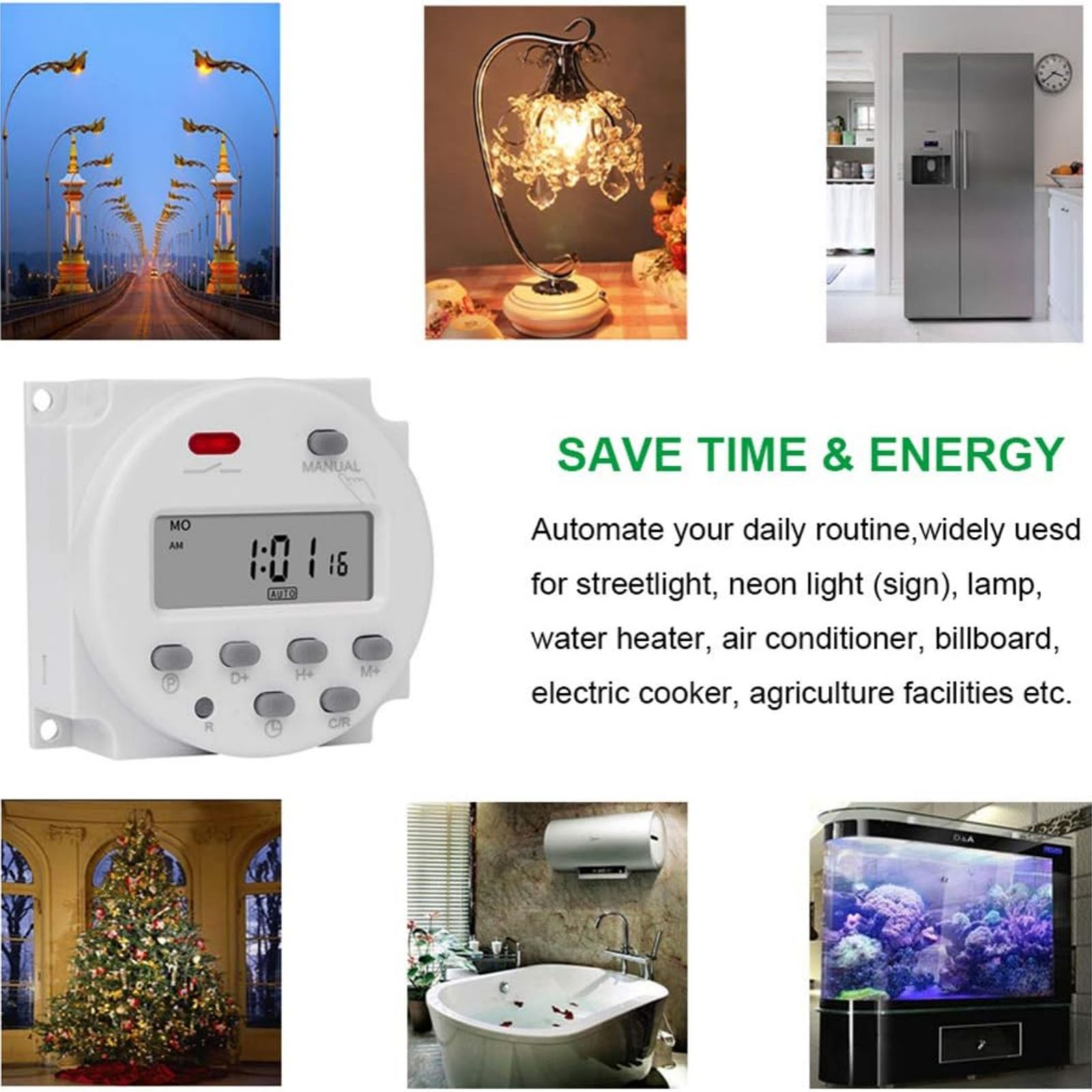 DC 12V Digital LCD Weekly Timer For Programmable Relay Switch 16A 17 On/Off