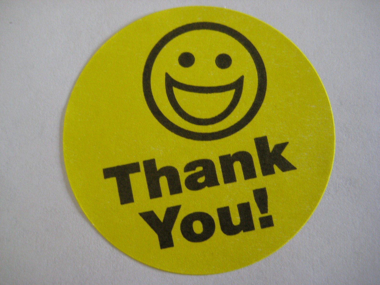 500 BIG THANK YOU SMILEY LABEL STICKERS yellow……………..free shipping!