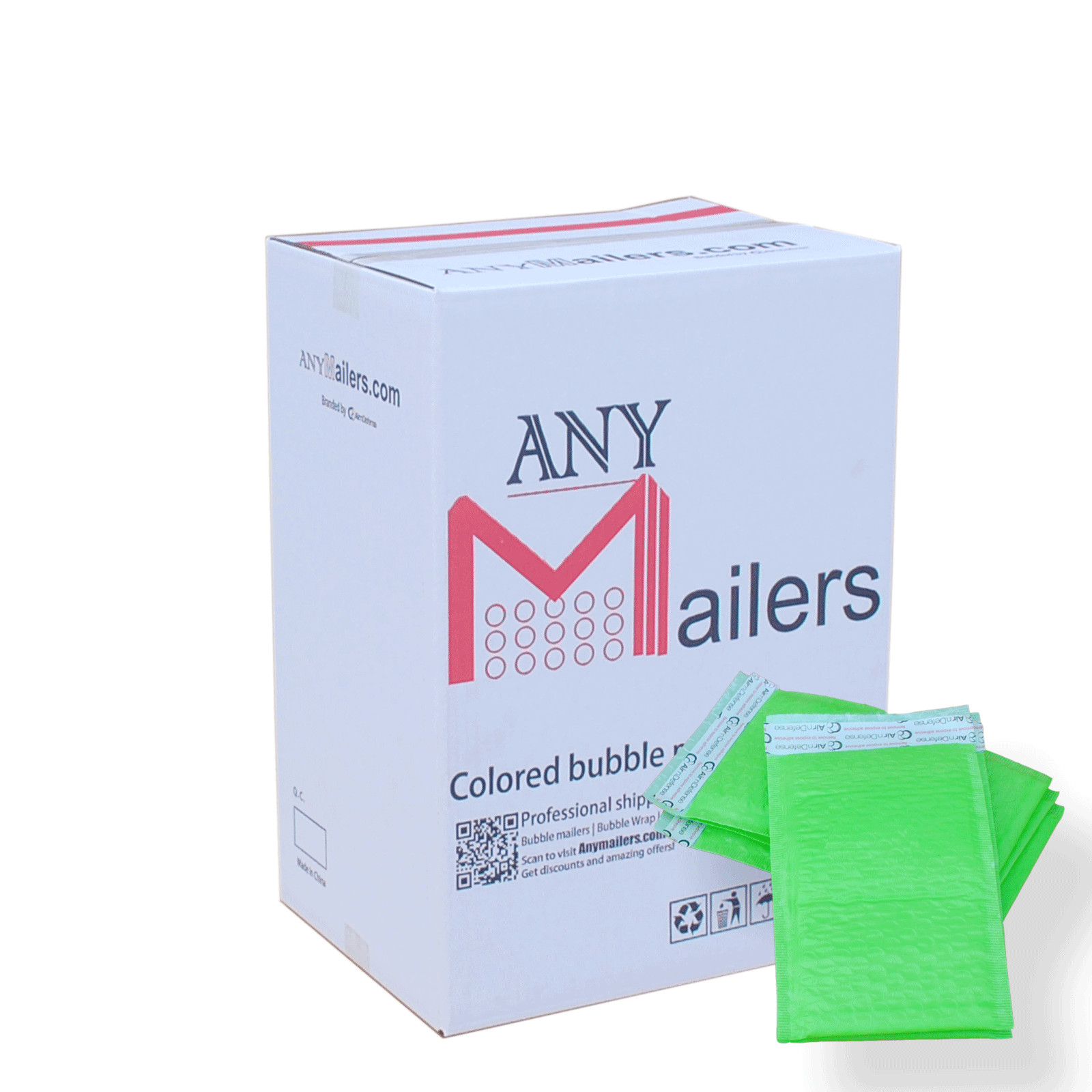 AirnDefense 100 #5 10.5X16″ Green Poly Bubble Mailers Shipping Padded Envelope