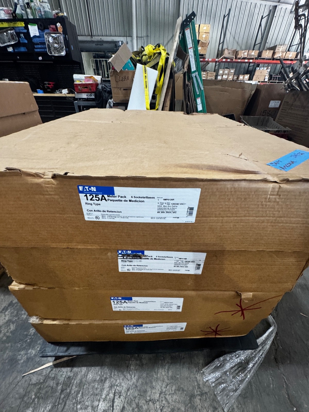EATON METER STACK PACK 600 AMP 120V240V 3R 125 AMP 1MP6126R 6 SOCKET BASE