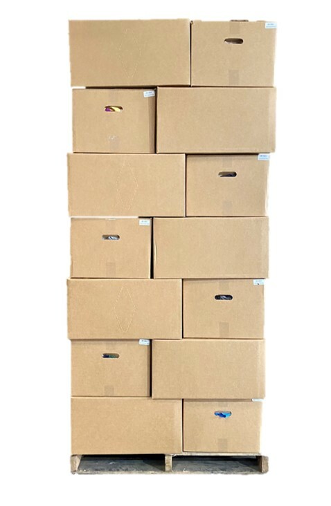 PALLET OF COLORED T-SHIRT RAGS (25 LB) 35 BOXES – 875 LBs – FREE SHIPPING!!!!