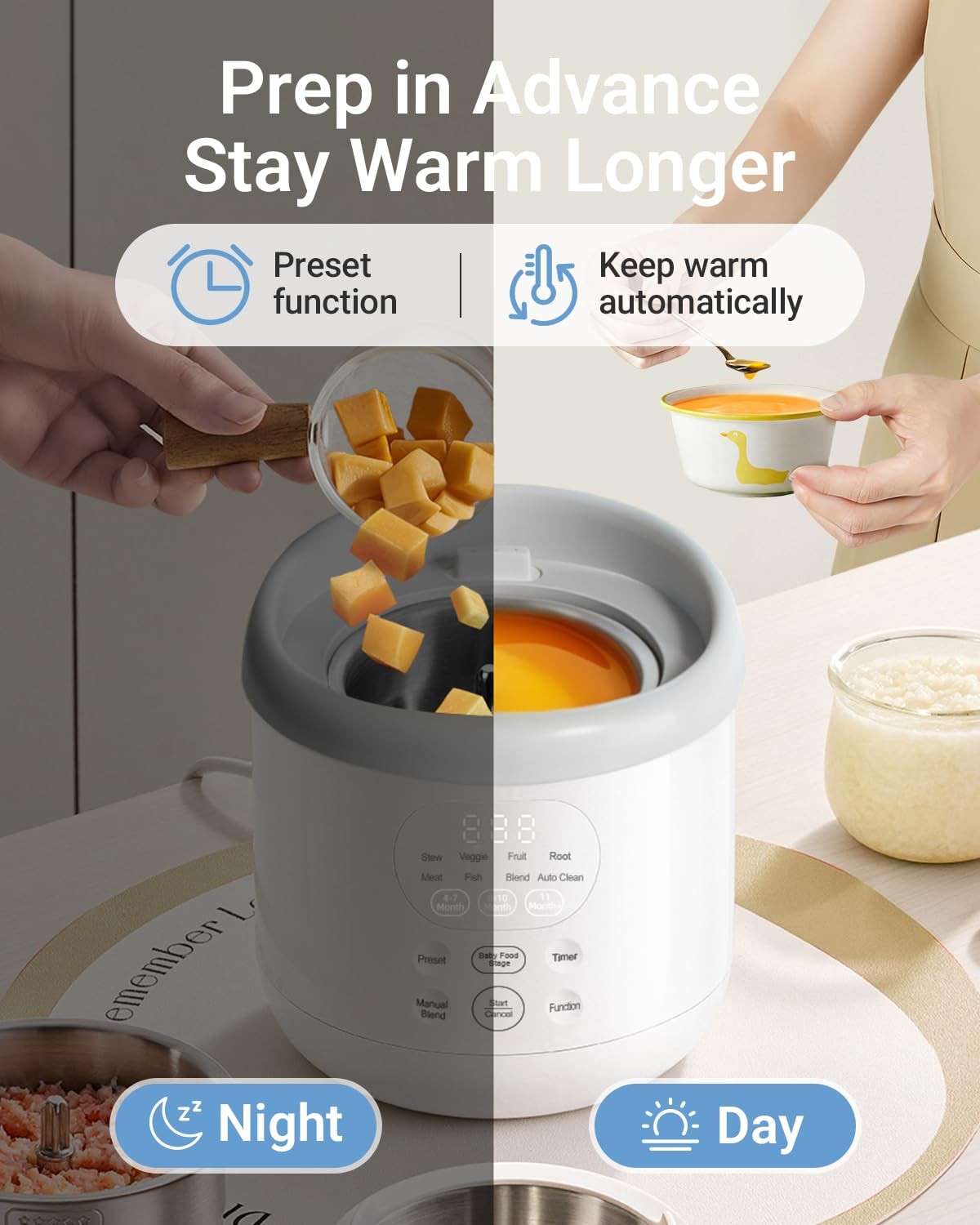 Bear All-Stainless Steel Baby Food Maker, NutriEase small, White&Grey-Upgrade