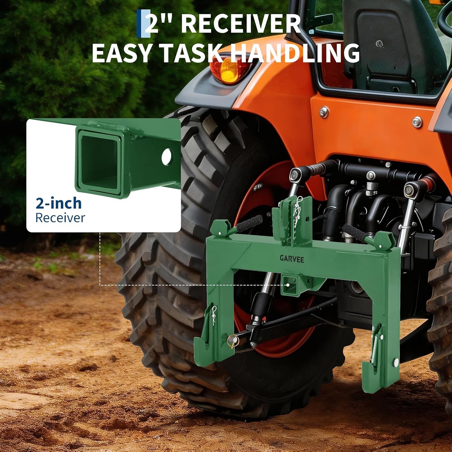 3000 LBS 3 Point Quick Hitch 2″ Receiver for Cat 1 Tractors w/ Versatile Adapter