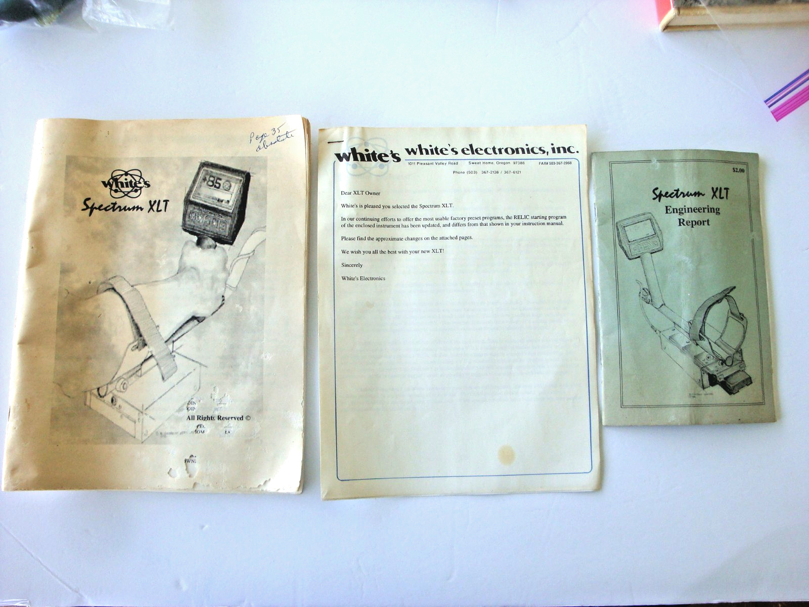 ORIGINAL White’s Spectrum XLT Metal Detector Manual Engineering Report & Update