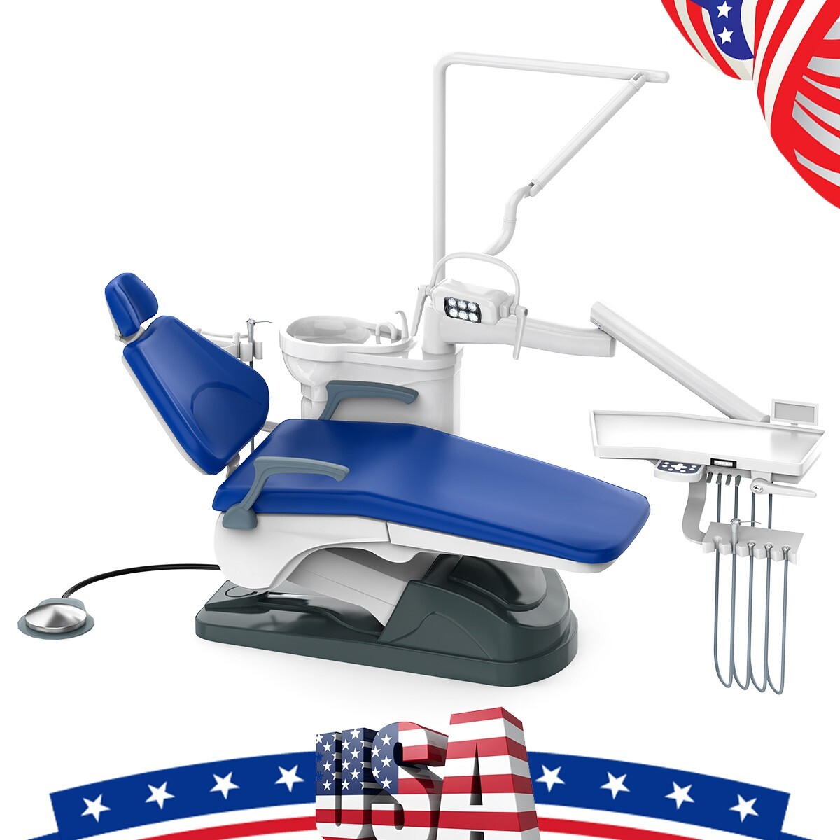 FDA Dental Unit Chair Computer Controlled DC Motor PU Hard Leather+Dentist Stool