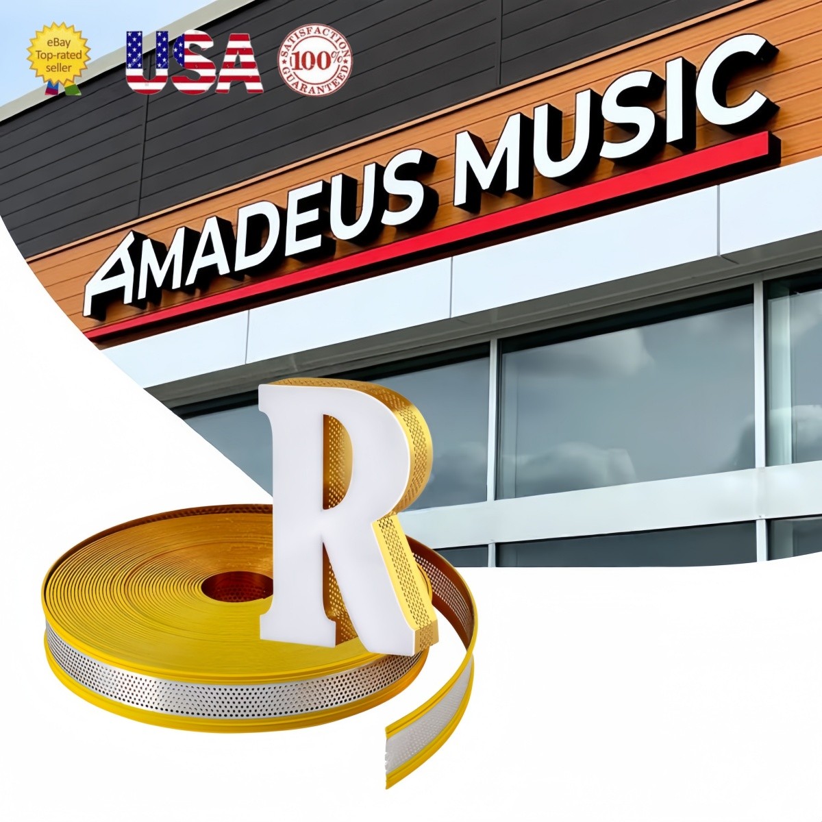 Double-Hemmed Aluminum-Plastic Letter Edge Trim for 3D Sign Letters 108″ / Roll