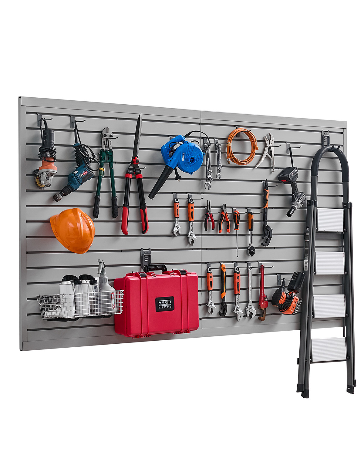 8 x 4 ft Slat Wall Paneling PVC Grey Garage Slatwall with Modular Design
