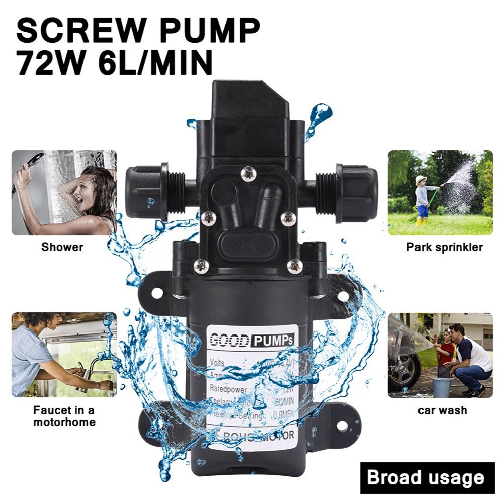 2Pack 12V Water Pump 130PSI Self Priming Pump Diaphragm High Pressure Switch
