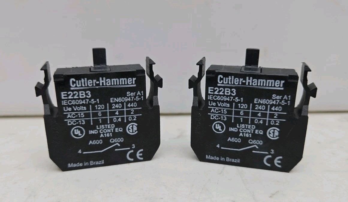2 Pack Cutler-Hammer E22B3 Contact Block 1 N/O Contact Early Make New Lot of 2