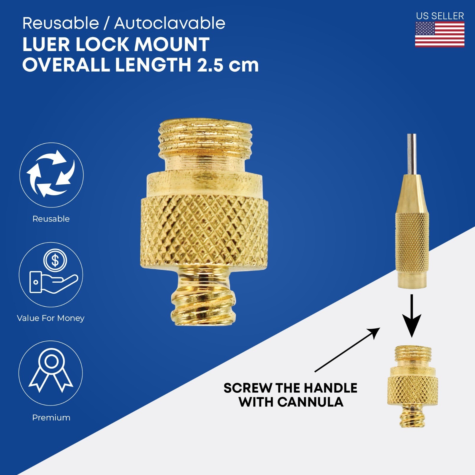Liposuction Luer Lock Mount/Adapter Overall Length 2.5cm