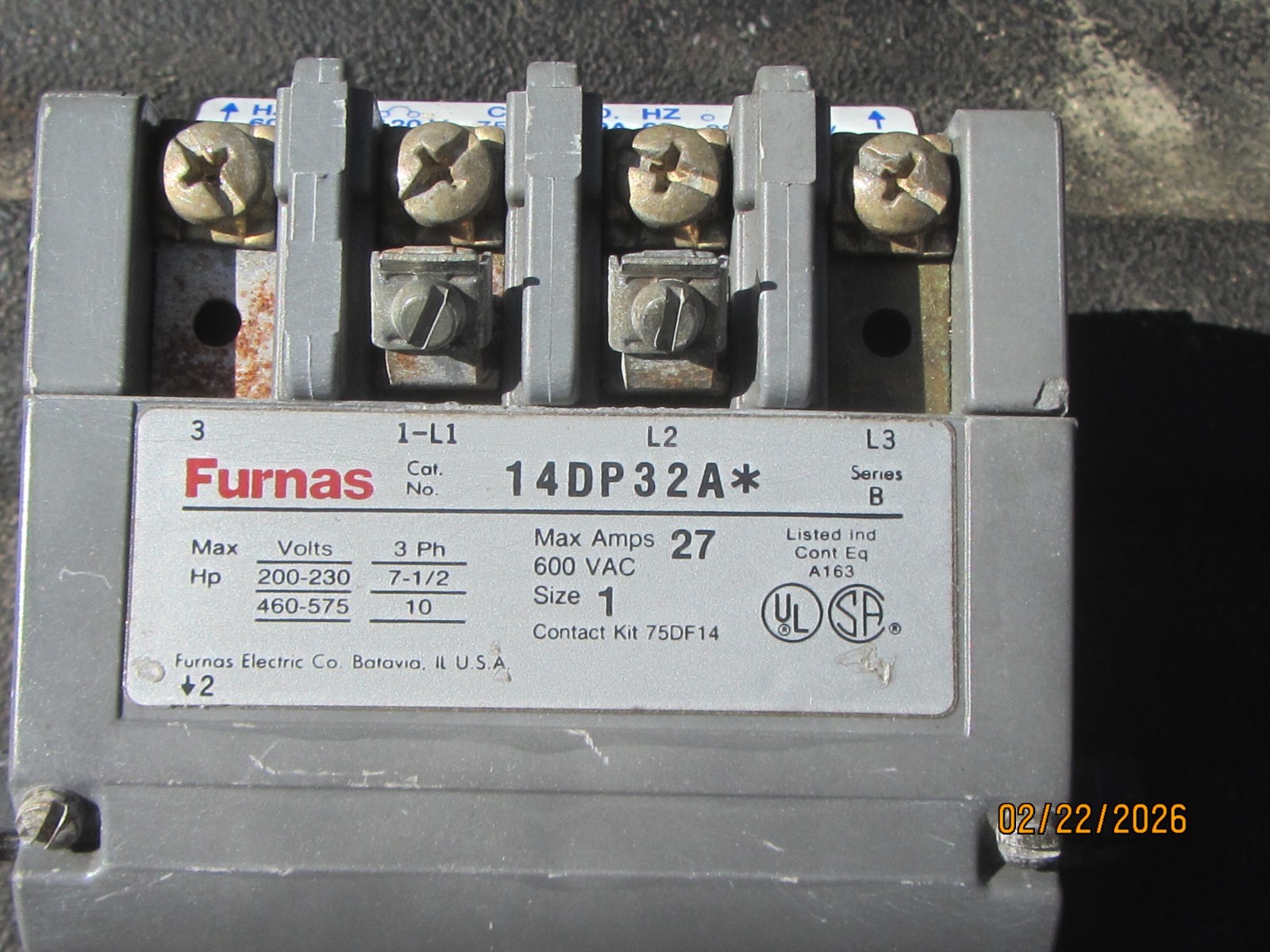 Furnas NEMA 1 starter #14DP32A w 120/240V coil. Refurbished, nice, ready to run.