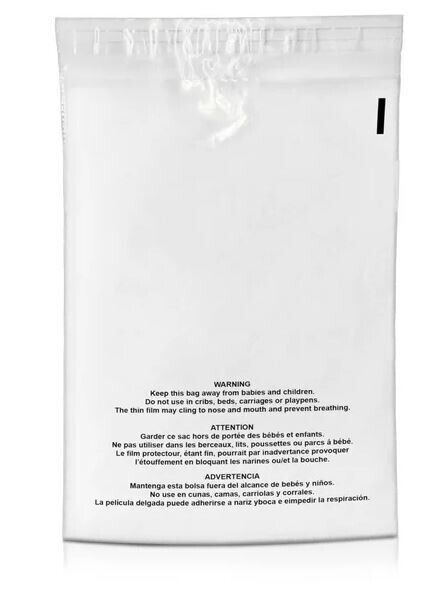 2000 Pcs 12X18 Poly Bags Suffocation Warning Clear Merchandise 1.5 mil Self Seal