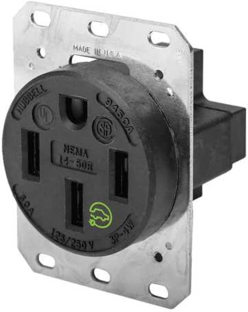Hubbell 3 pole 4 Wire Grounding Straight Blade Receptacle(HBL9450A) 50A 125/250V
