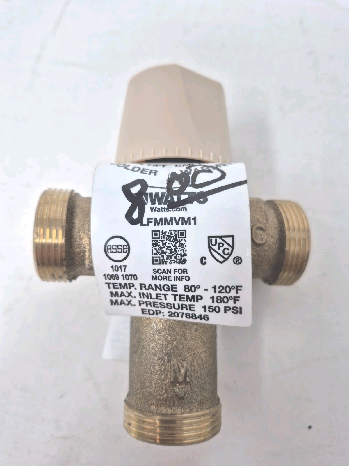 Watts LFMMVM1 Thermostatic Mixing Valve 1/2″ 80°-120°F, 150 PSI,