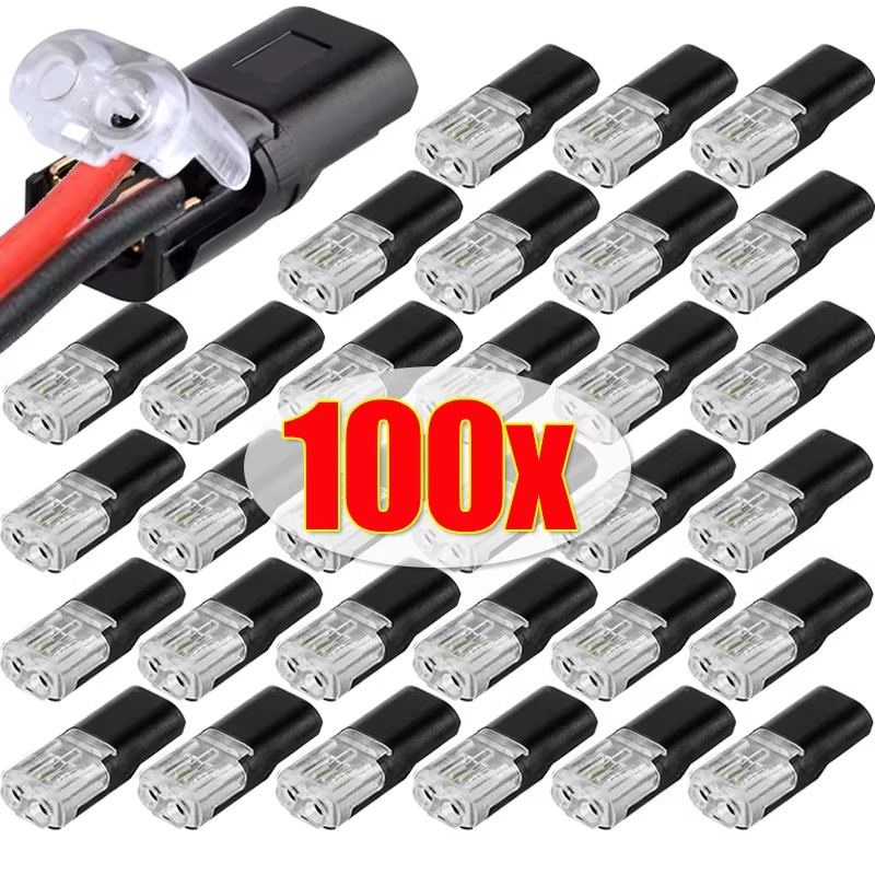 200/1Pcs Double Wire Plug-In Connectors 2 Pin Way Plug Electric Wire Snap Connec