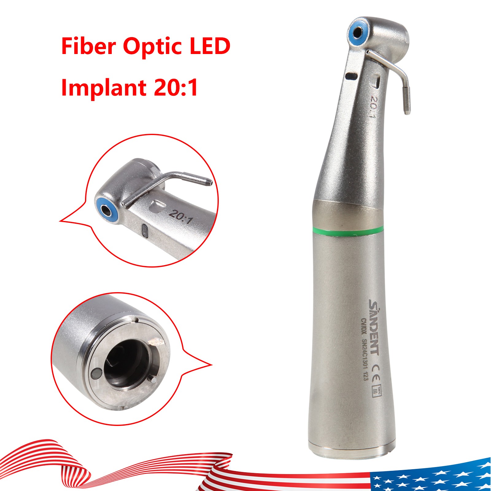 Dental Implant System LED Brushless Motor +20:1 Fiber Handpiece 5.0-60N.cm