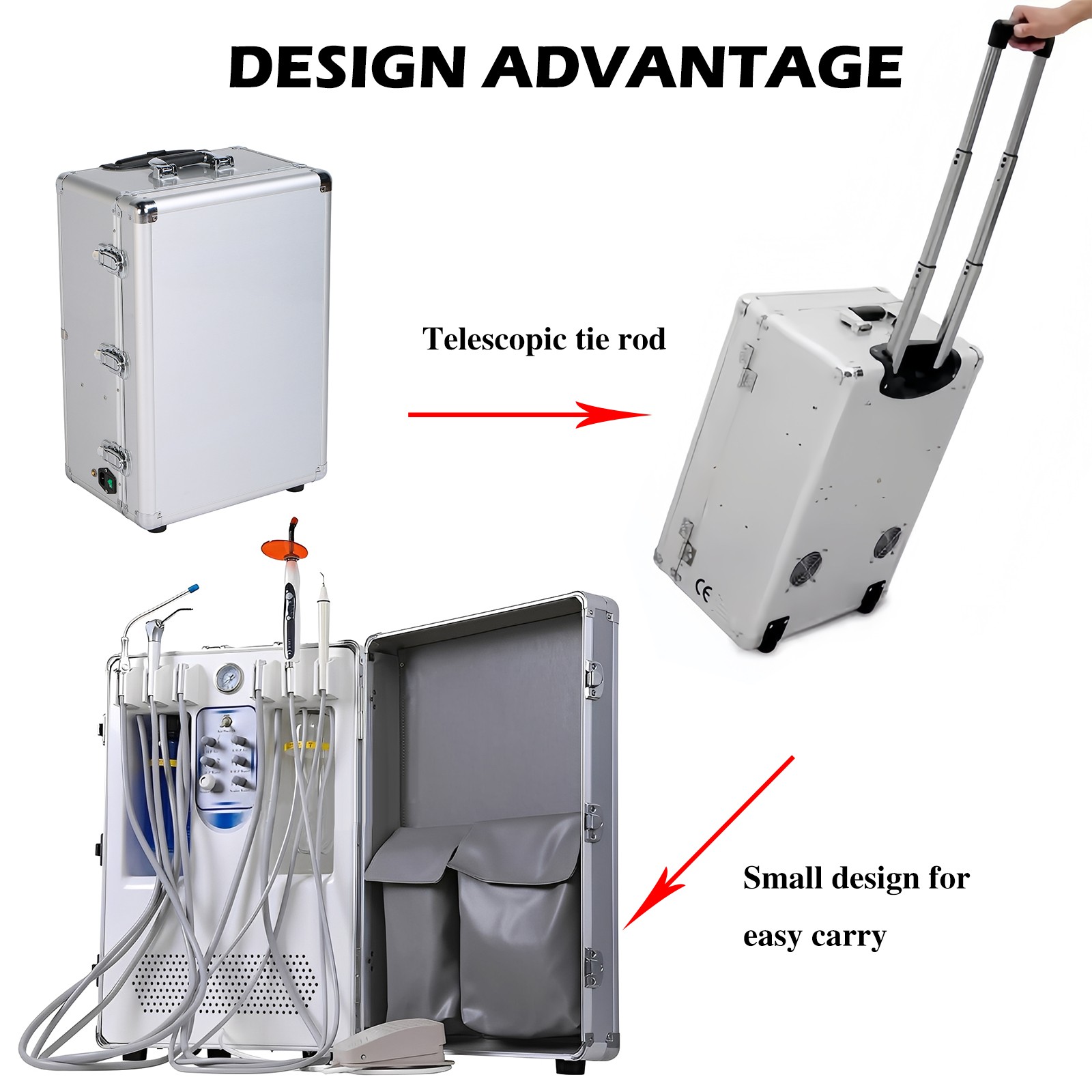 Portable Dental Delivery Unit System Air Compressor Strong suction 118 L/min po