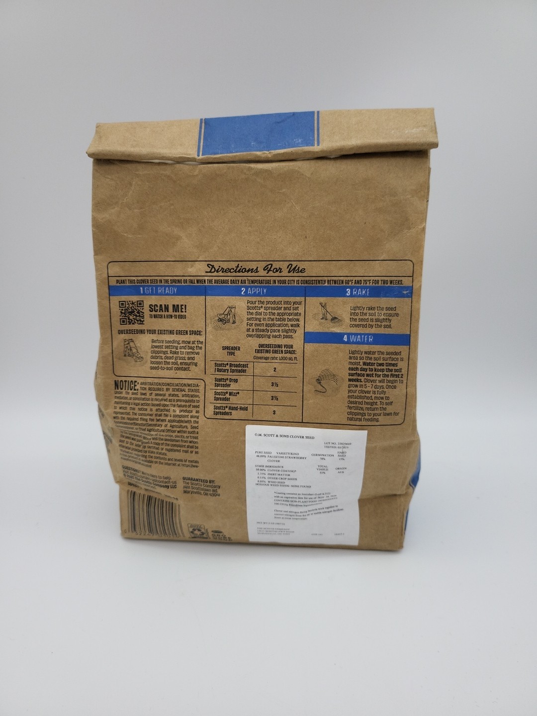 O.M. Scott and Sons Clover Seed, Lawn Seed Grows a Naturally Low…