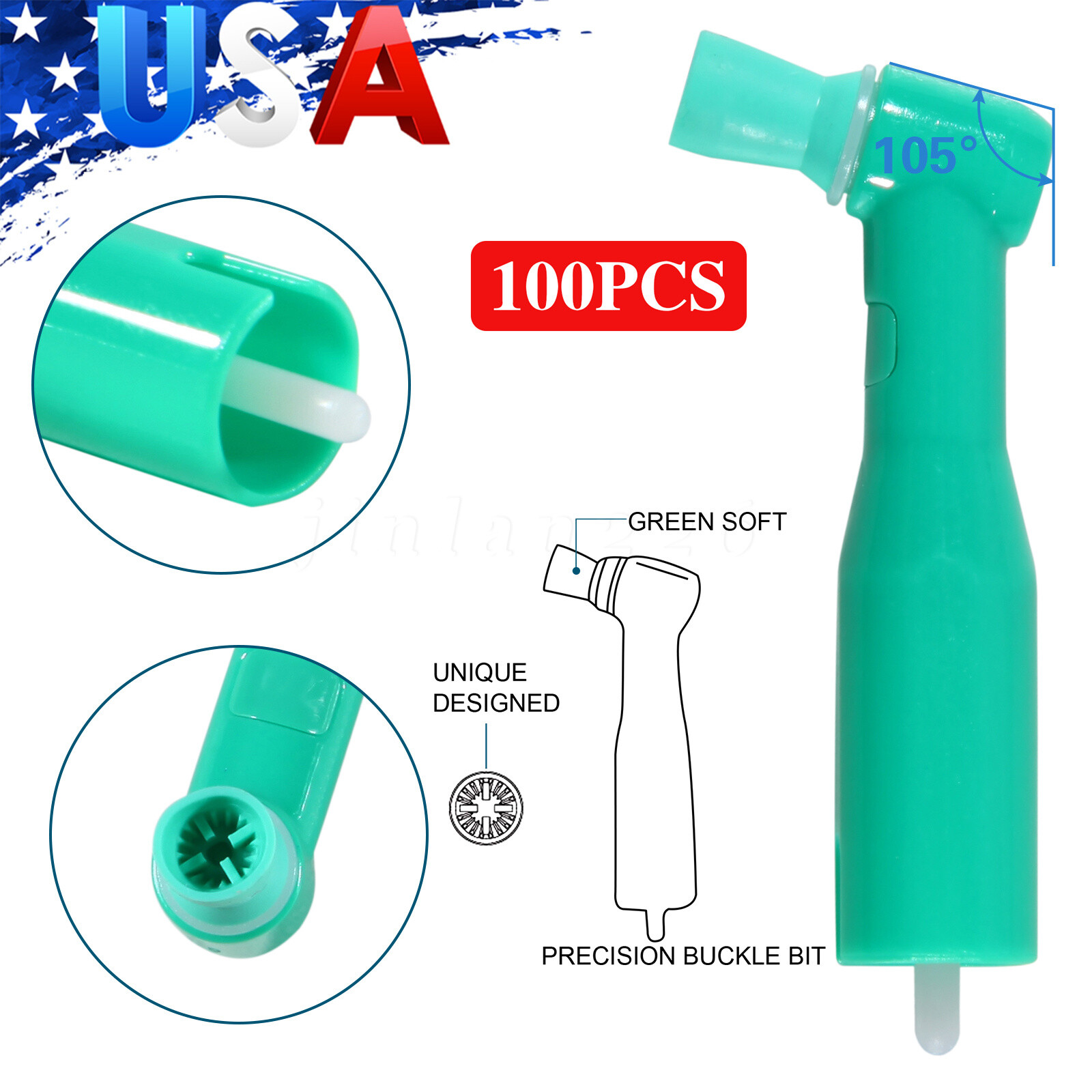 Dental Disposable Prophy Angles Regular Latex Free Contra Angle 105° – 500pcs