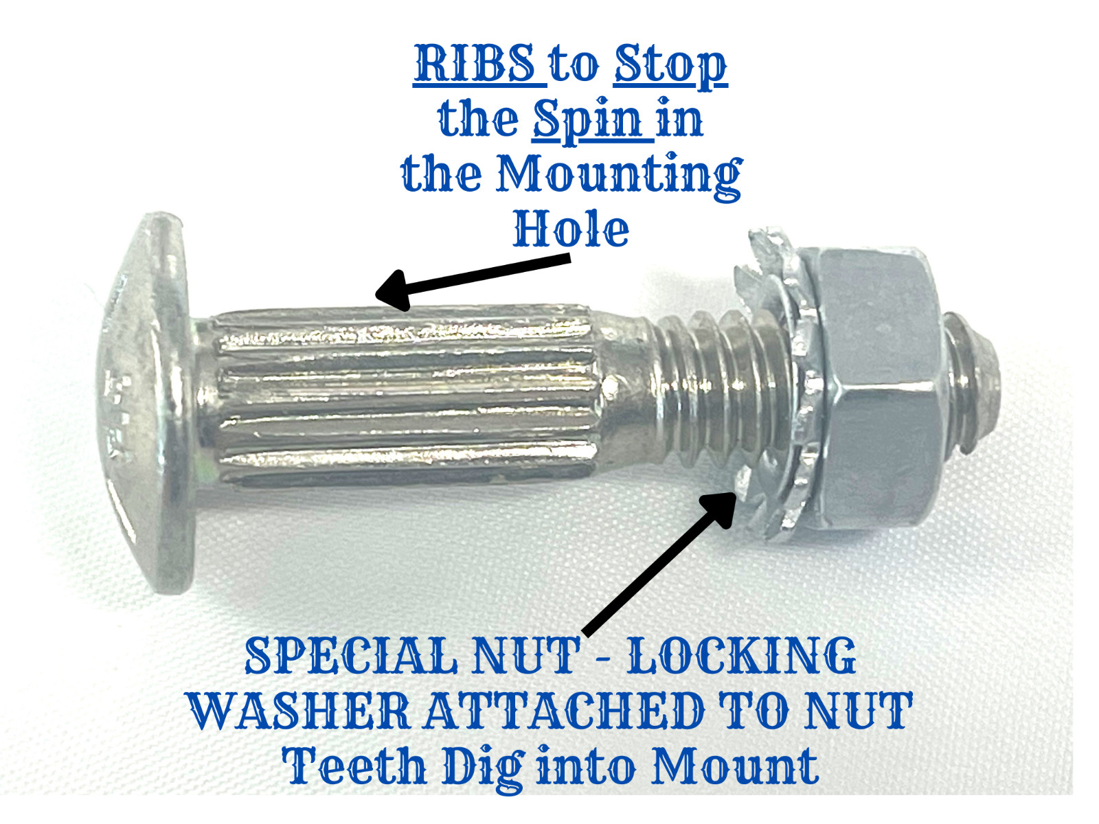 100 Carriage Bolts &* Nut Kit Knurled Ribbed Necks 1/4 x 2″ Length, Grade 5