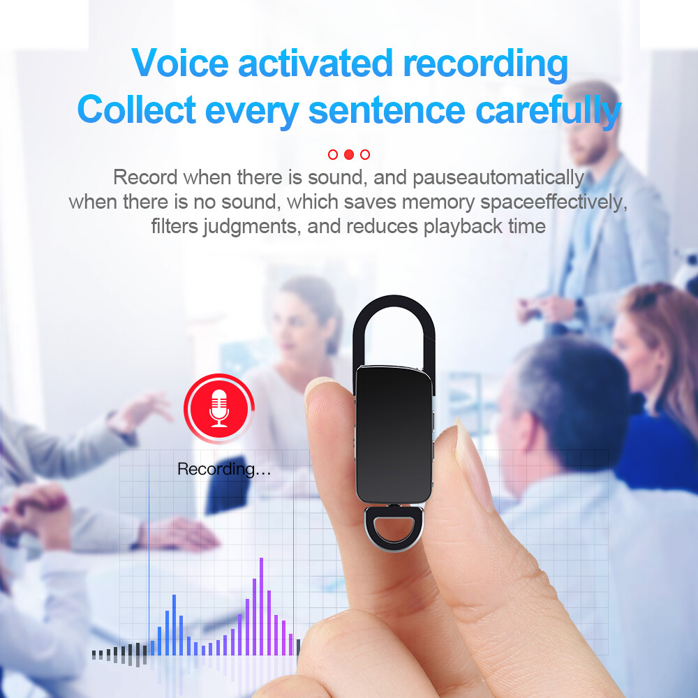 Mini Hidden Audio Recorder Voice Activated Listening Device Keychain MP3 Player