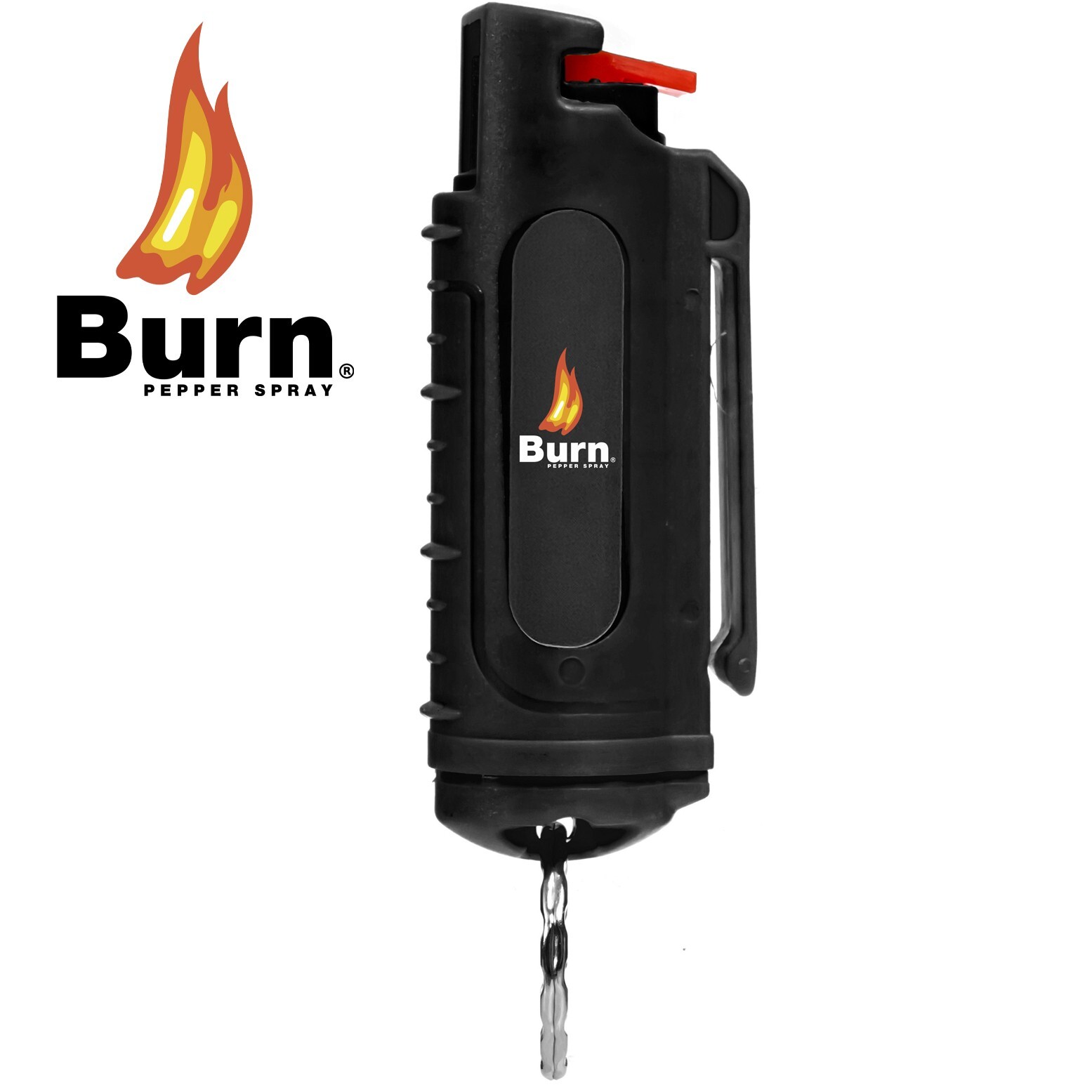 BURN Pepper Spray 1/2oz Self Defense Keychain Case Molded OC Black