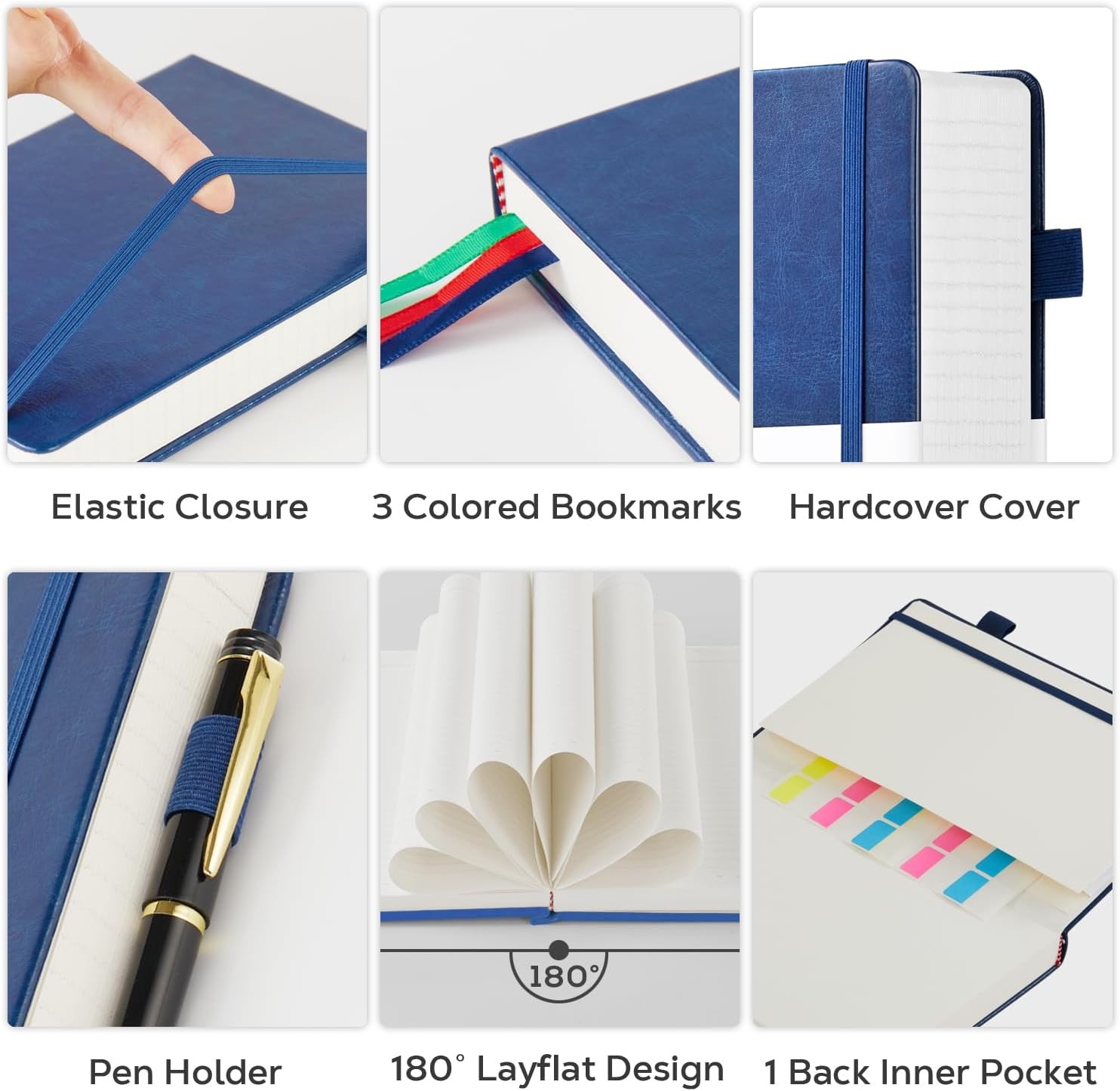 Leather Lined Notebook Journal, 320 Pages Hardcover B5, 1.Blue
