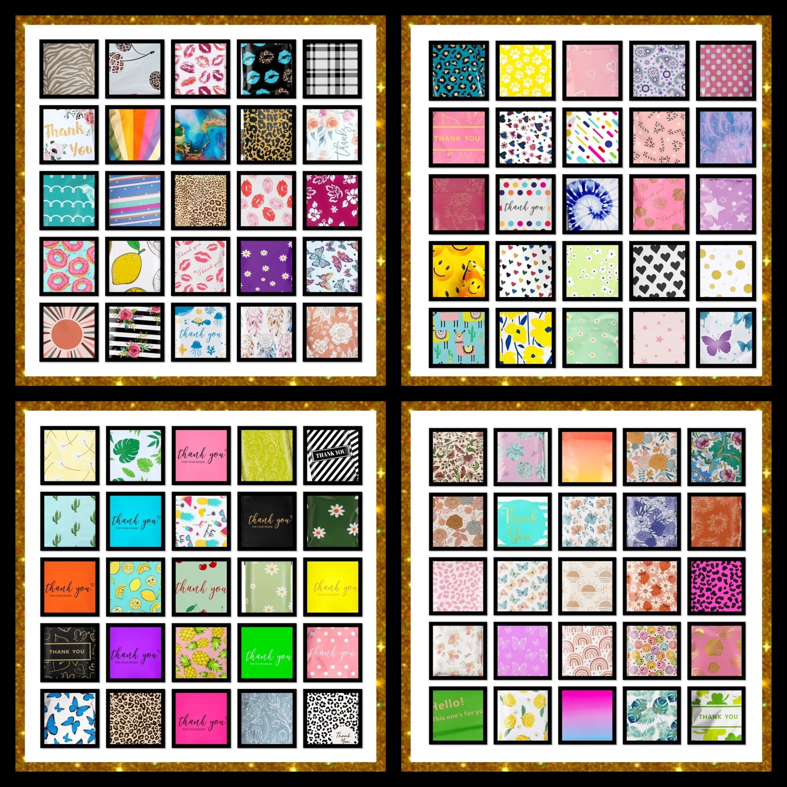 Poly Mailers 6×9 100 UNIQUE DIFFERENT DESIGNS