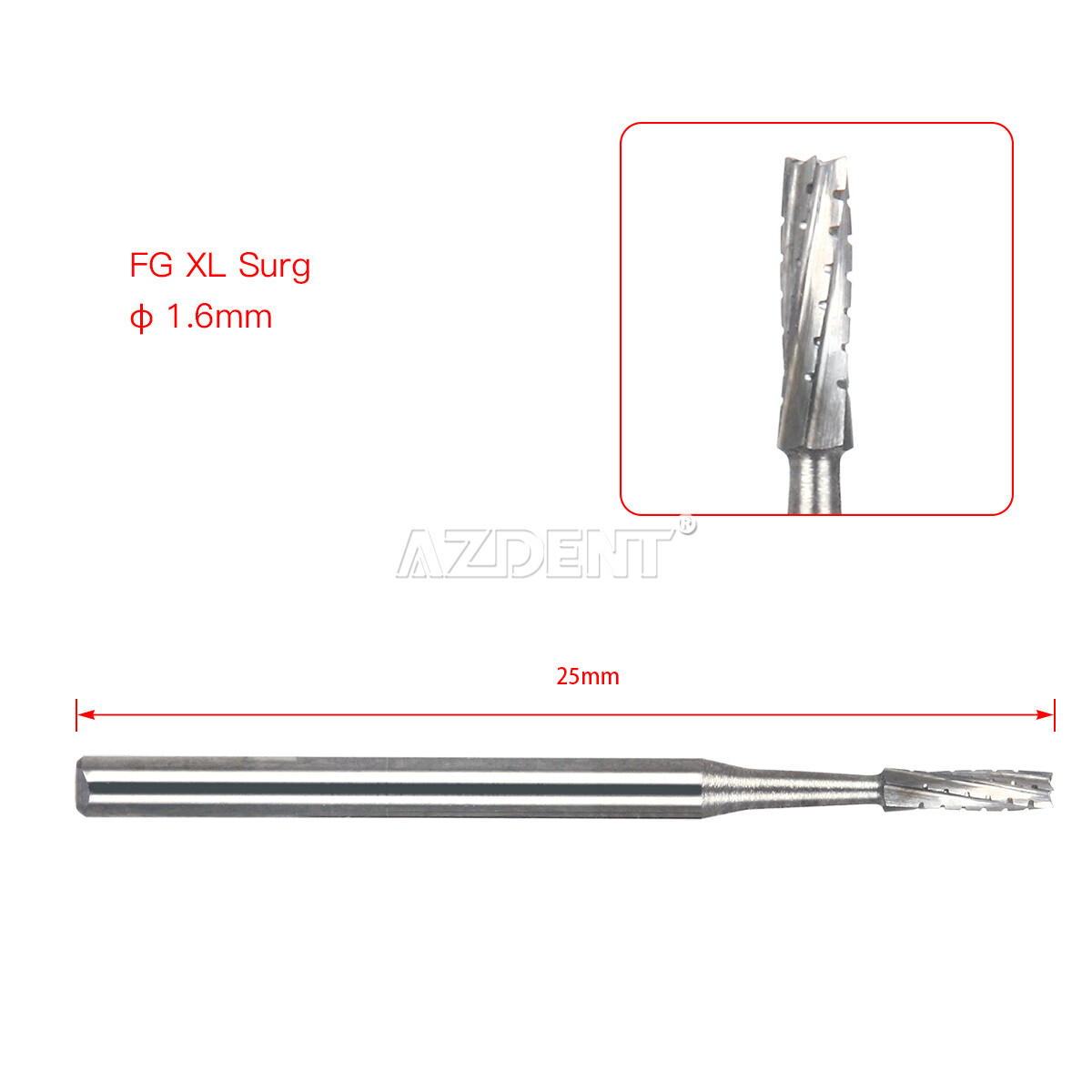AZDENT Dental Surgical Handpiece FG Bur Tungsten Carbide Round/Straight Fissure
