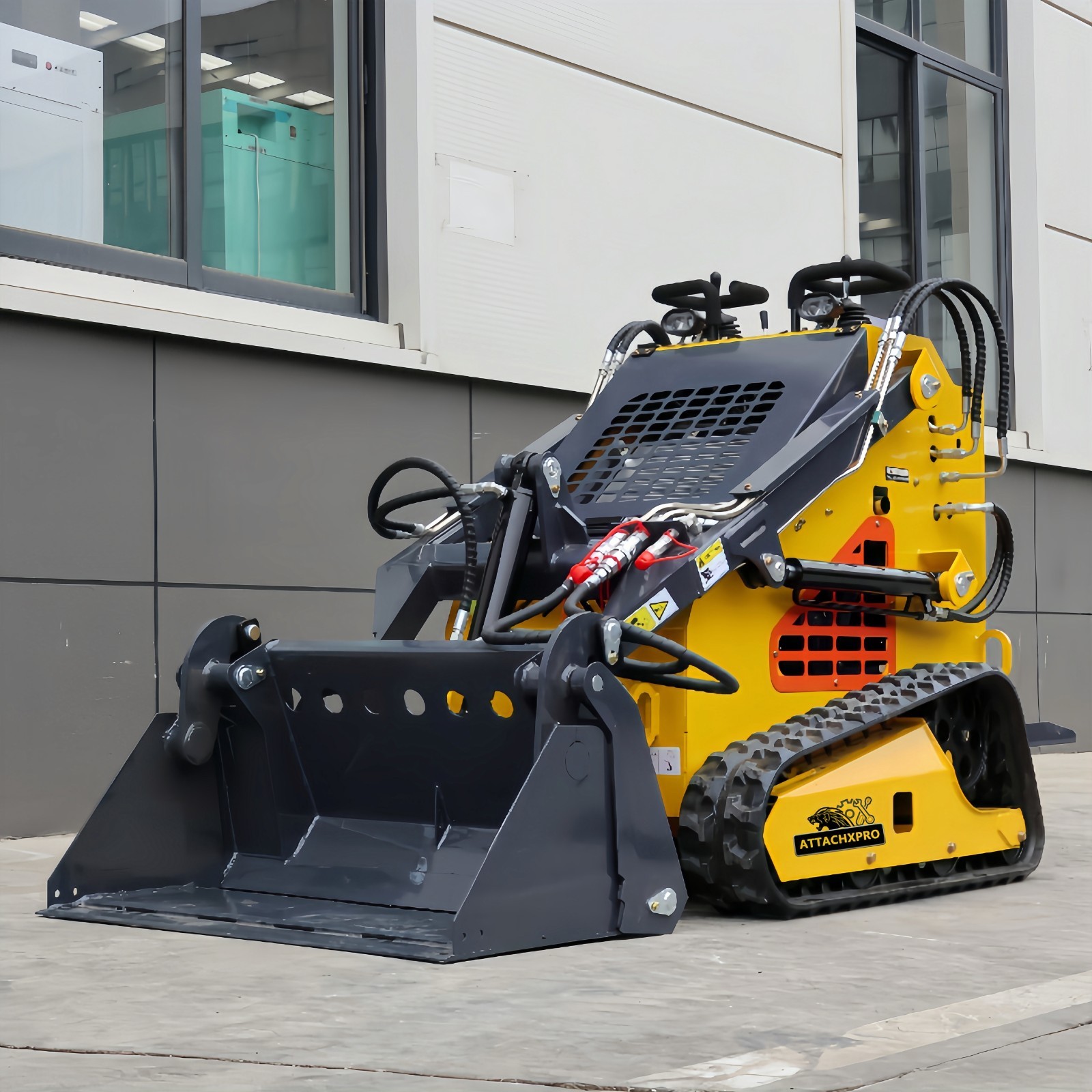 24HP Mini Skid Steer Loader 4in1 Bucket 3-Stage Pump Hydraulic System W/Forklift