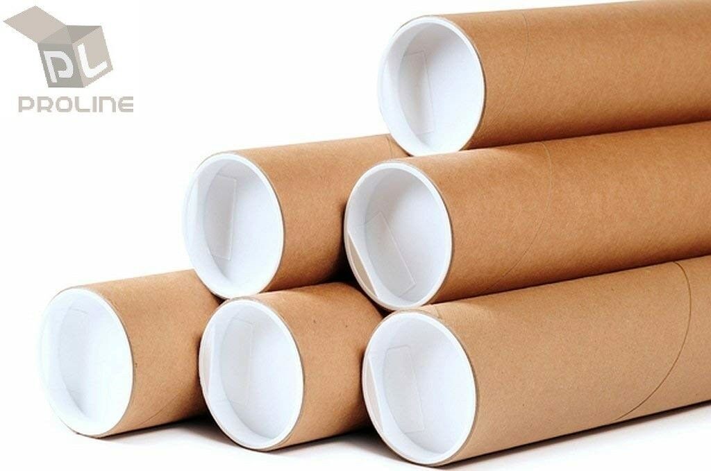 Premium Kraft Mailing Shipping Poster Tubes with Plastic End Caps 2″ x 24″