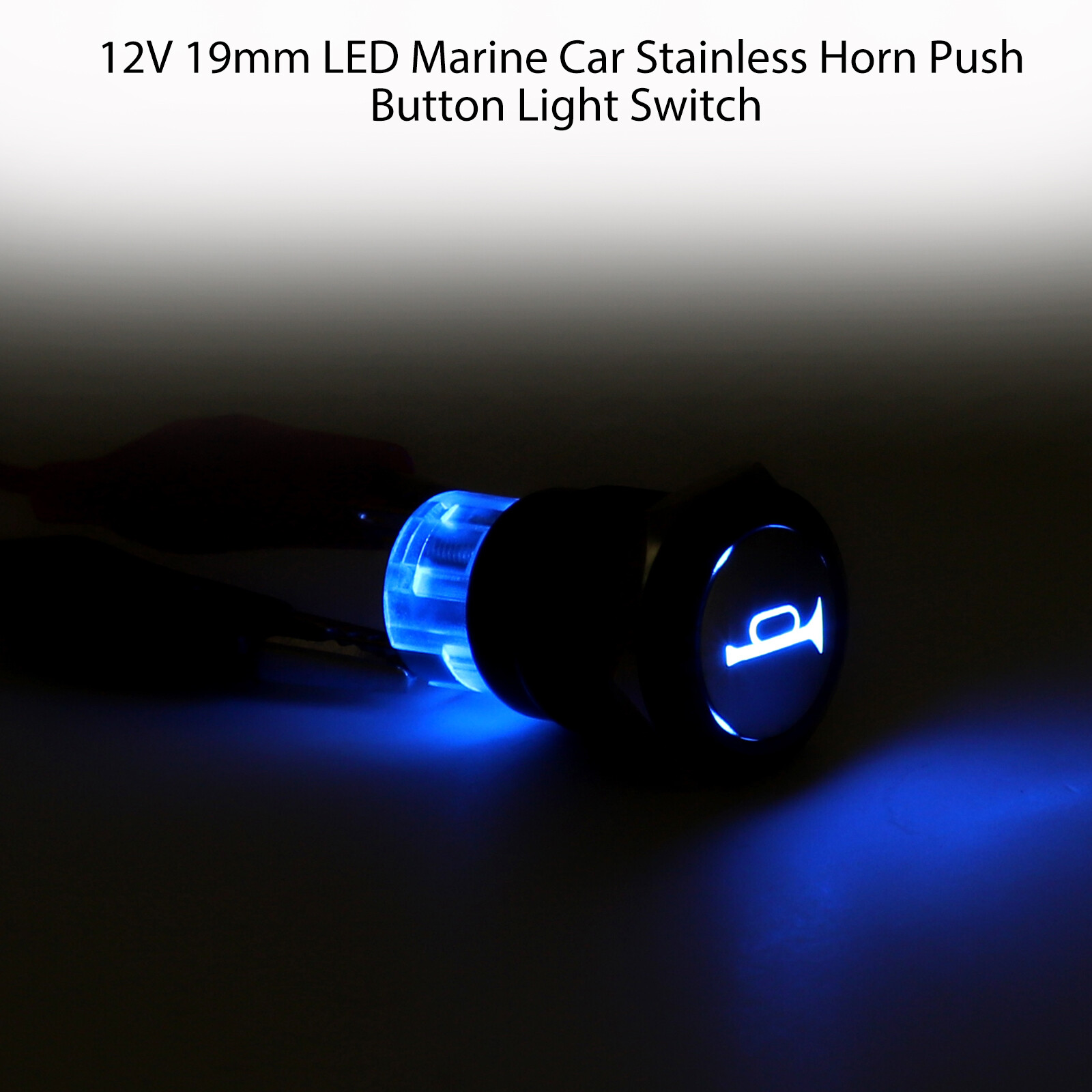 USA 12V 19mm Momentary LED Marine Car Stainless Horn Push Button Light Switch