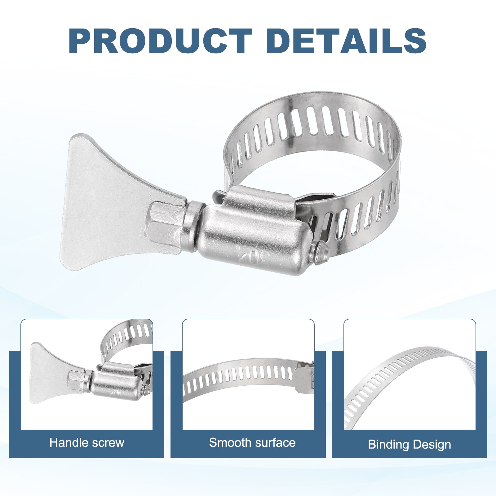4pcs 6.9″-7.8″ (175-197mm) Adjustable 304 Stainless Steel Worm Gear Hose Clamp