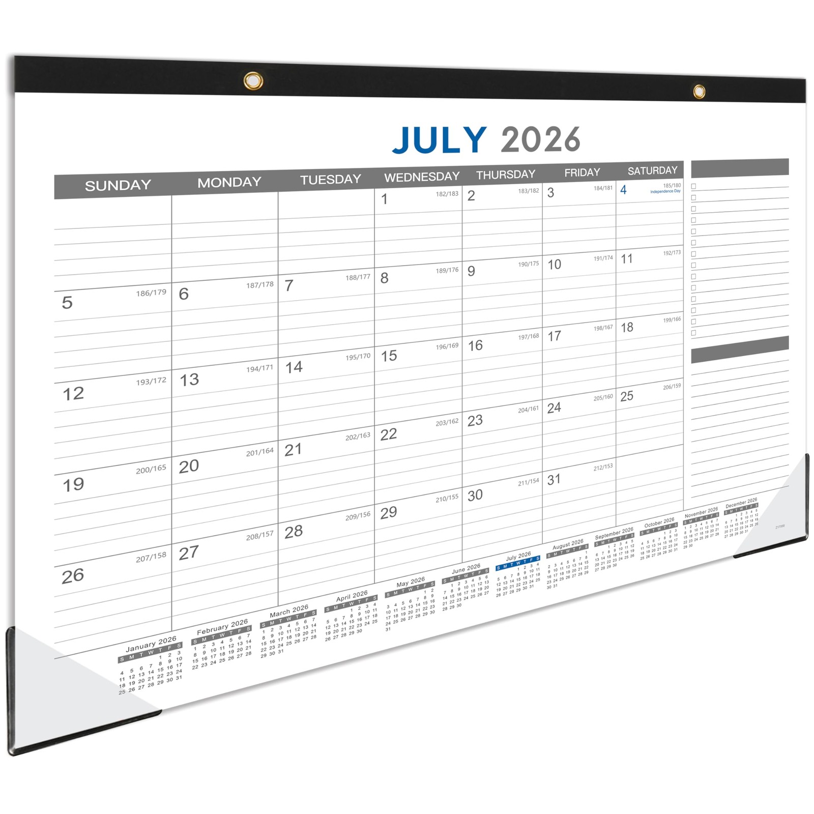 2026-2027 Desk Calendar – July 2026 – Dec 2027, 18 Months 17″ x 12″, black