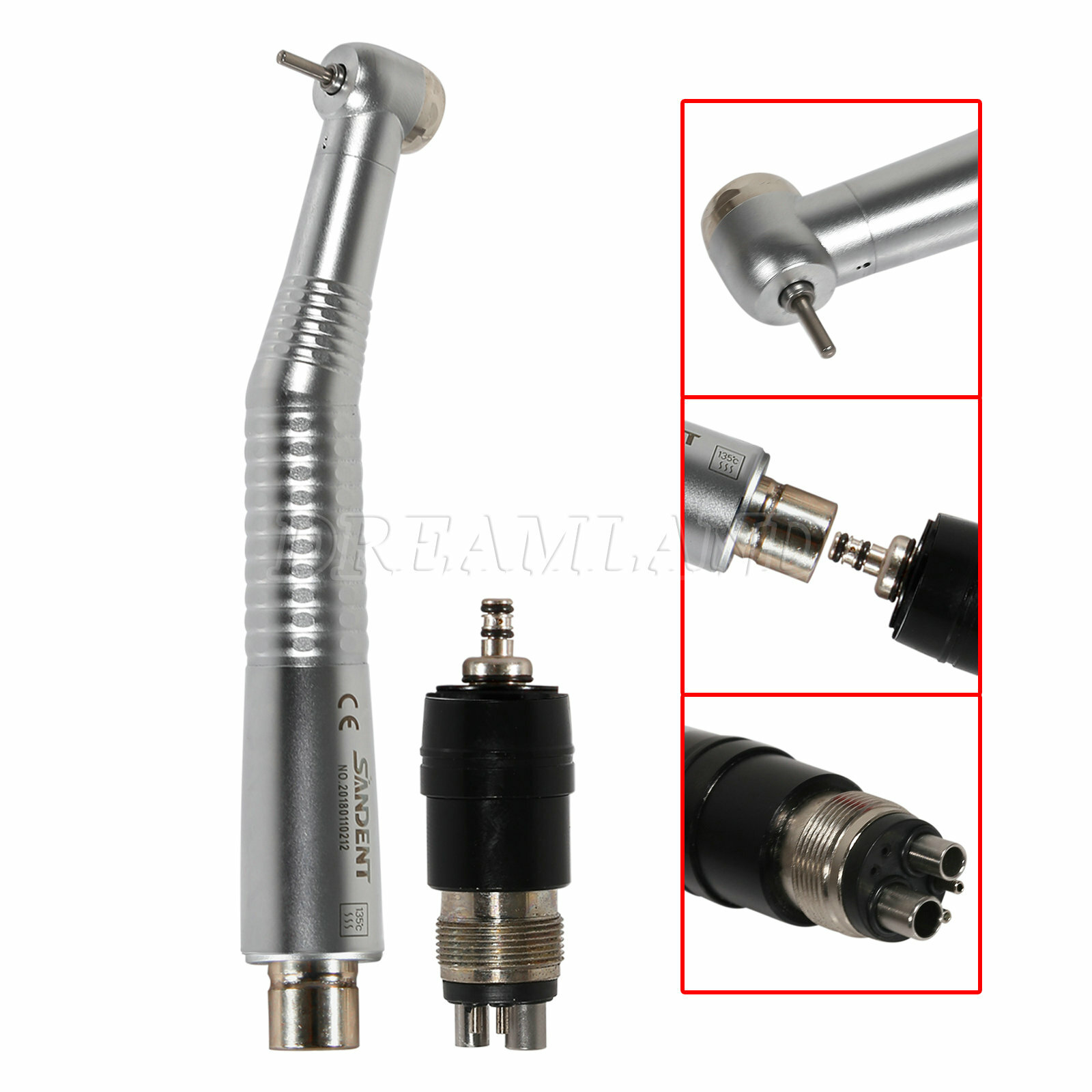 Dental Mini Small Head Handpiece High Speed Air Turbine with Quick Coupler 4Hole