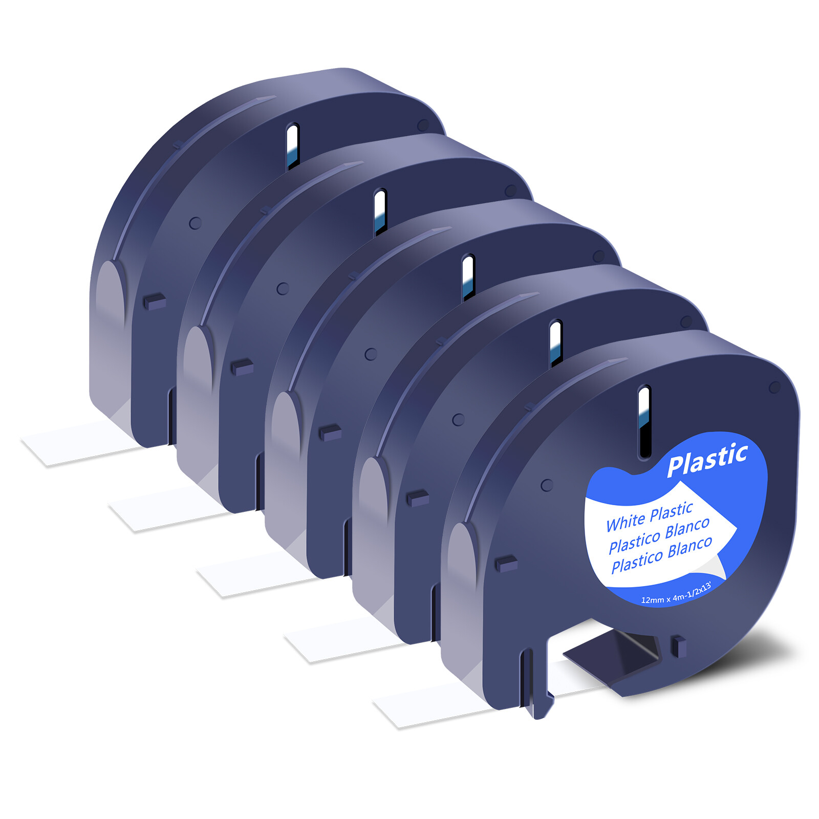 5pk DYMO LetraTag Refill 91331 White Plastic Lable Tape 12mm Compatible LT-100H